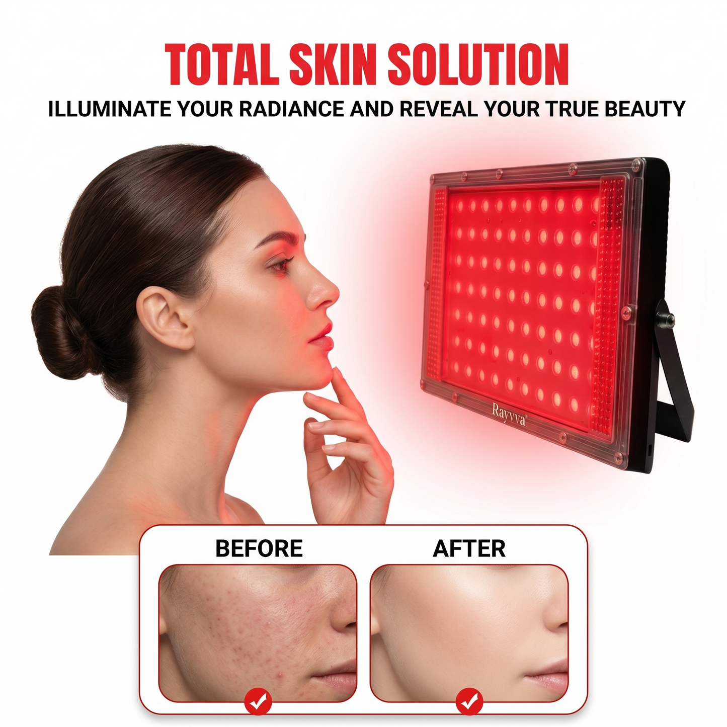 Red Light Therapy Device – 660nm Skin Repair & Glow Treatment | Rayvva
